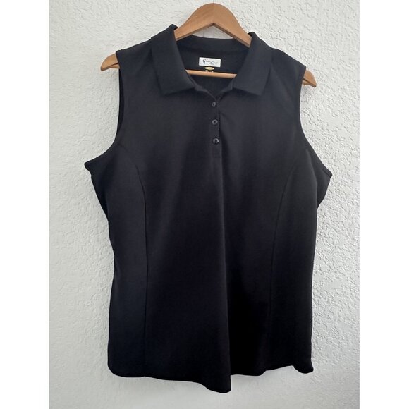 Greg Norman Play Dry Golf Sleeveless Polo Womens XXL Black Tennis Lightweight - Picture 1 of 10
